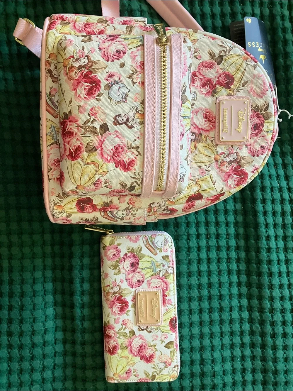 Loungefly Disney Princess Floral Mini Backpack with matching wallet- Pink Cream